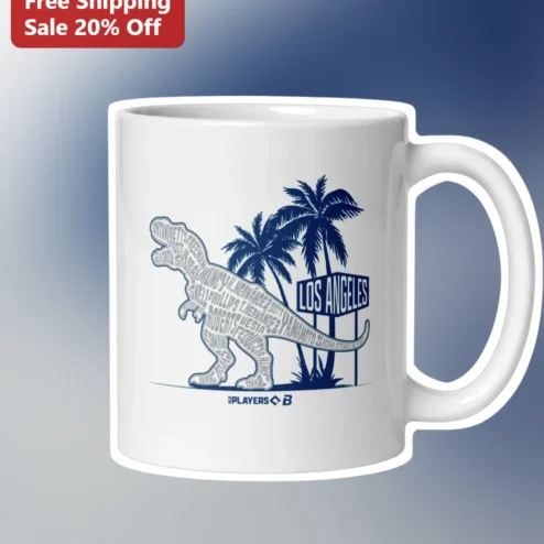 Los Angeles The Players Mug Baseball Dinosaur Art Ceramic Souvenir Gift