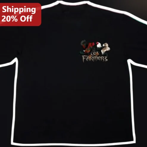 Los Farmerz Tee Rooster Graphic Cotton Shirt for Farmers and Poultry Enthusiasts