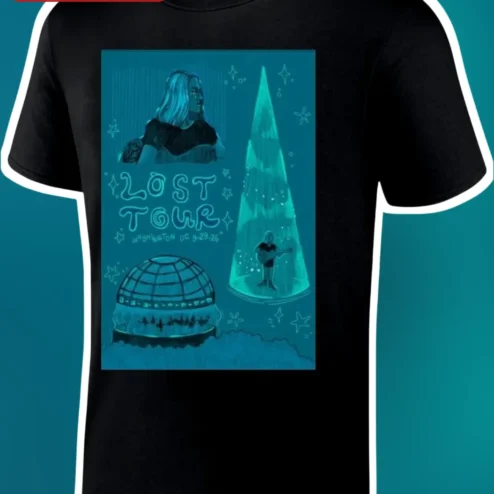 Lost Tour Tee Indie Folk Concert Merch Black Graphic T-Shirt for Music Fans