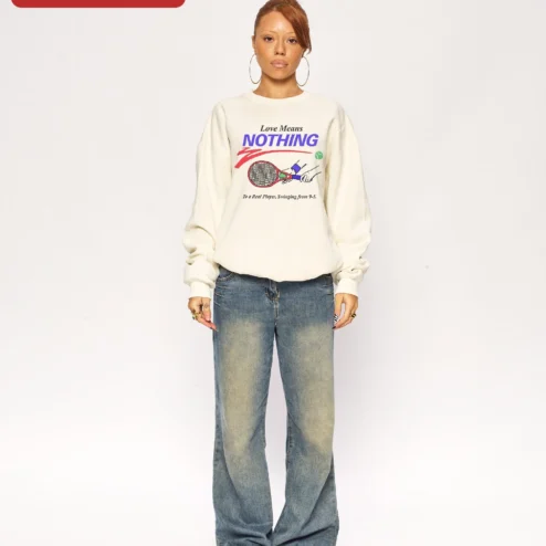 Love Means NOTHING To a Real Player Swinging from 9-5 Tennis Humor Sweatshirt