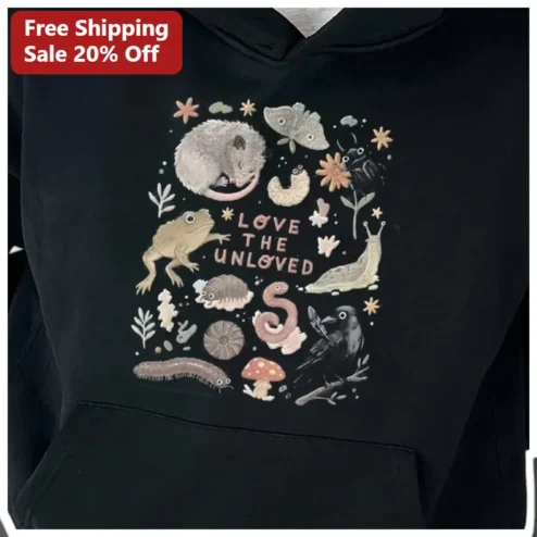 Love The Unloved Hoodie Misunderstood Animals Opossum Frog Crow Gift for Animal Lovers