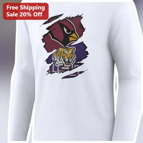 LSU Long Sleeve Tee Tigers Arizona Cardinals Rivalry Mashup Graphic Shirt