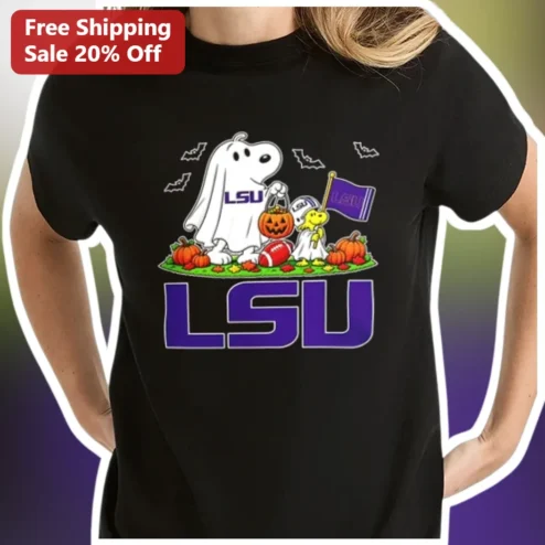LSU Tigers Snoopy Halloween Graphic Tee Black College Football Fan Shirt