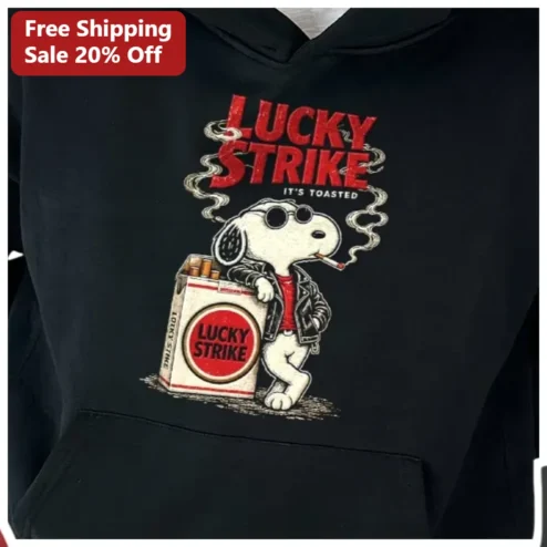 Lucky Strike It's Toasted Snoopy Hoodie Retro Vintage Pop Culture Graphic Sweatshirt