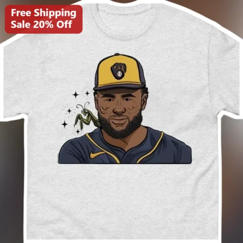 Luis Urias Milwaukee Brewers Cartoon Mantis Graphic Tee for MLB Fans