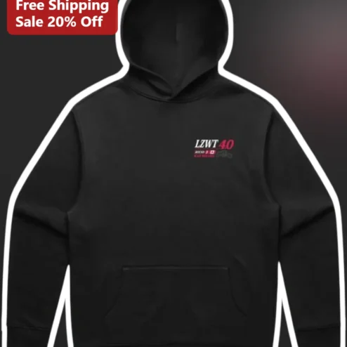 LZWT 40 Hoodie Black Pullover LZ World Tour Merch Unisex Club Apparel
