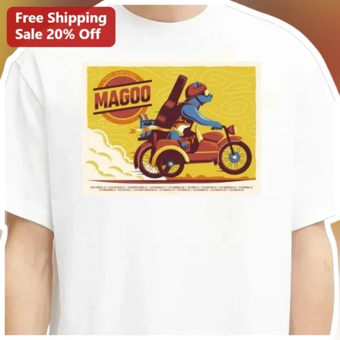 MAGOO Tee Retro Cartoon Motorcycle Band Shirt Vintage Style Graphic T-Shirt