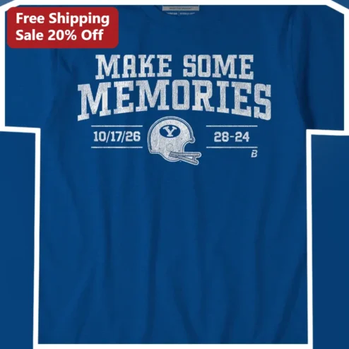Make Some Memories Vintage Football Tee Custom Score Date Gift