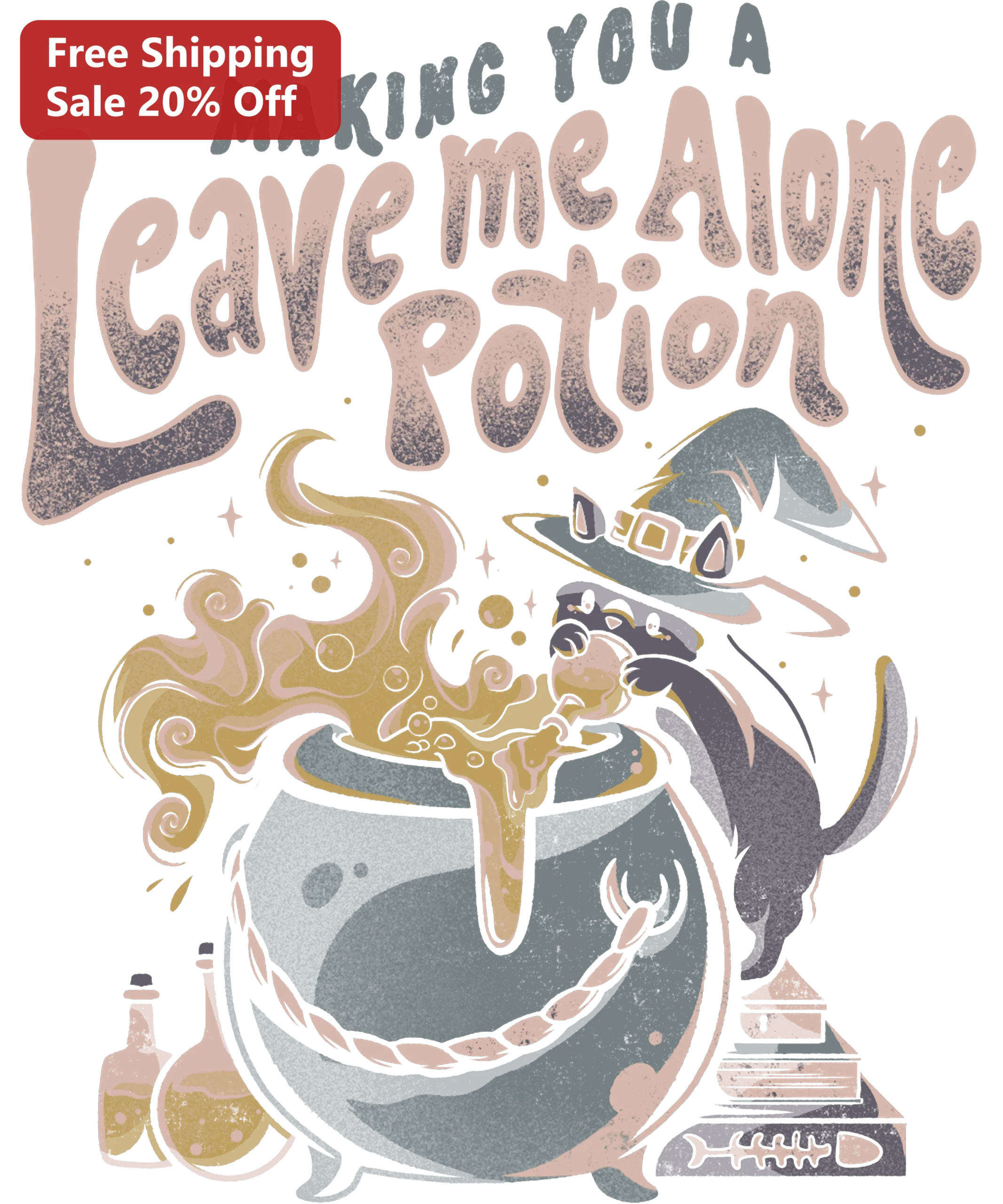 Making You A Leave Me Alone Potion Tee Funny Witchy Cat Graphic Shirt for Introverts