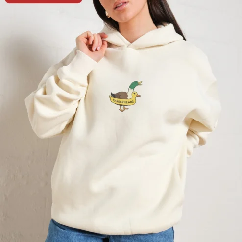 Close-up of Mallard Duck Couple Hoodie Illustrated Bird Graphic Sweatshirt for Nature Lovers for streetwear fans in Chicago, Illinois