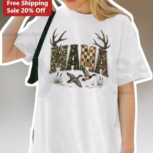 Mama Duck Hunting Camo Tee Gift for Mom Outdoor Mallard Shirt