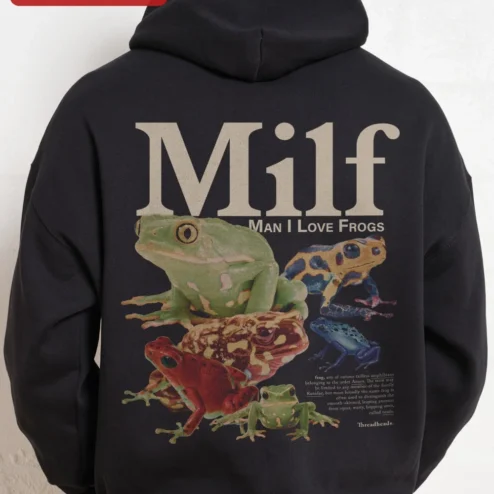 Customer in Chicago, Illinois wearing Man I Love Frogs Funny Frog Lover Hoodie Novelty Gift for Women