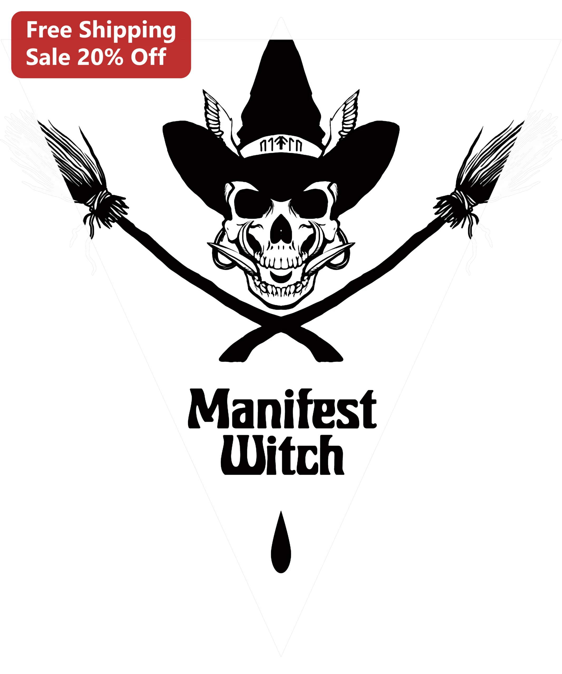 Manifest Witch Decal Gothic Skull Broomstick Vinyl Sticker for Laptop Water Bottle Vision Board