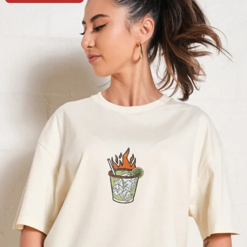 Customer in Chicago, Illinois wearing MARG Spicy Margarita Cocktail Graphic Tee Tribal Style Streetwear Shirt