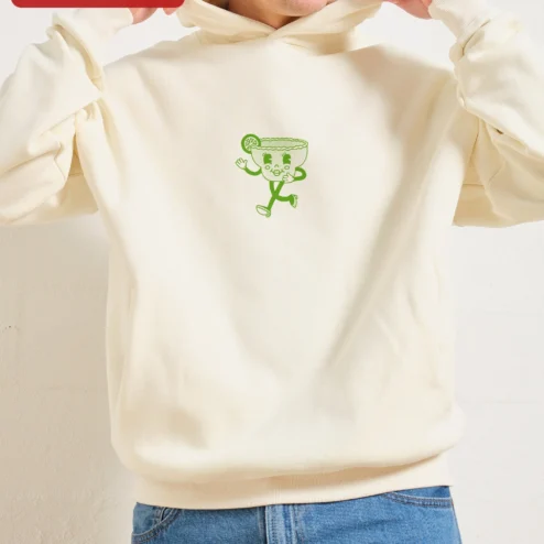 Margarita Running Hoodie Green Line Art Novelty Sweatshirt for Cocktail Lovers