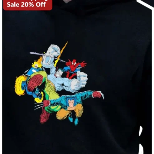 Marvel Superheroes Vintage Comic Art Hoodie Black Unisex Pullover