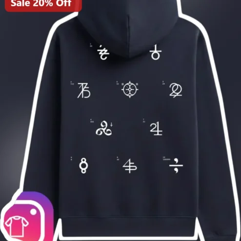 Math Grid Hoodie Ten Stylized Symbols Back Print Black Academic STEM Gift for Teachers and Students
