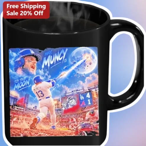 Max Muncy To The Moon Mug Dodgers Baseball Fan Gift Coffee Cup