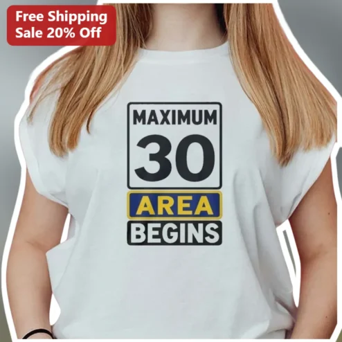 Maximum 30 Area Begins Funny Turning 30 Birthday Tee available at our Chicago, Illinois warehouse
