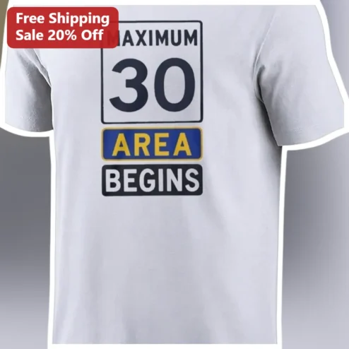 Maximum 30 Area Begins Tee Funny Turning 30 Birthday Gift Shirt available at our Chicago, Illinois warehouse