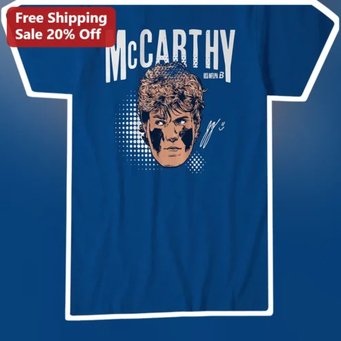 McCarthy Tee Vintage Football Player Portrait Graphic T-Shirt for NFL Fans