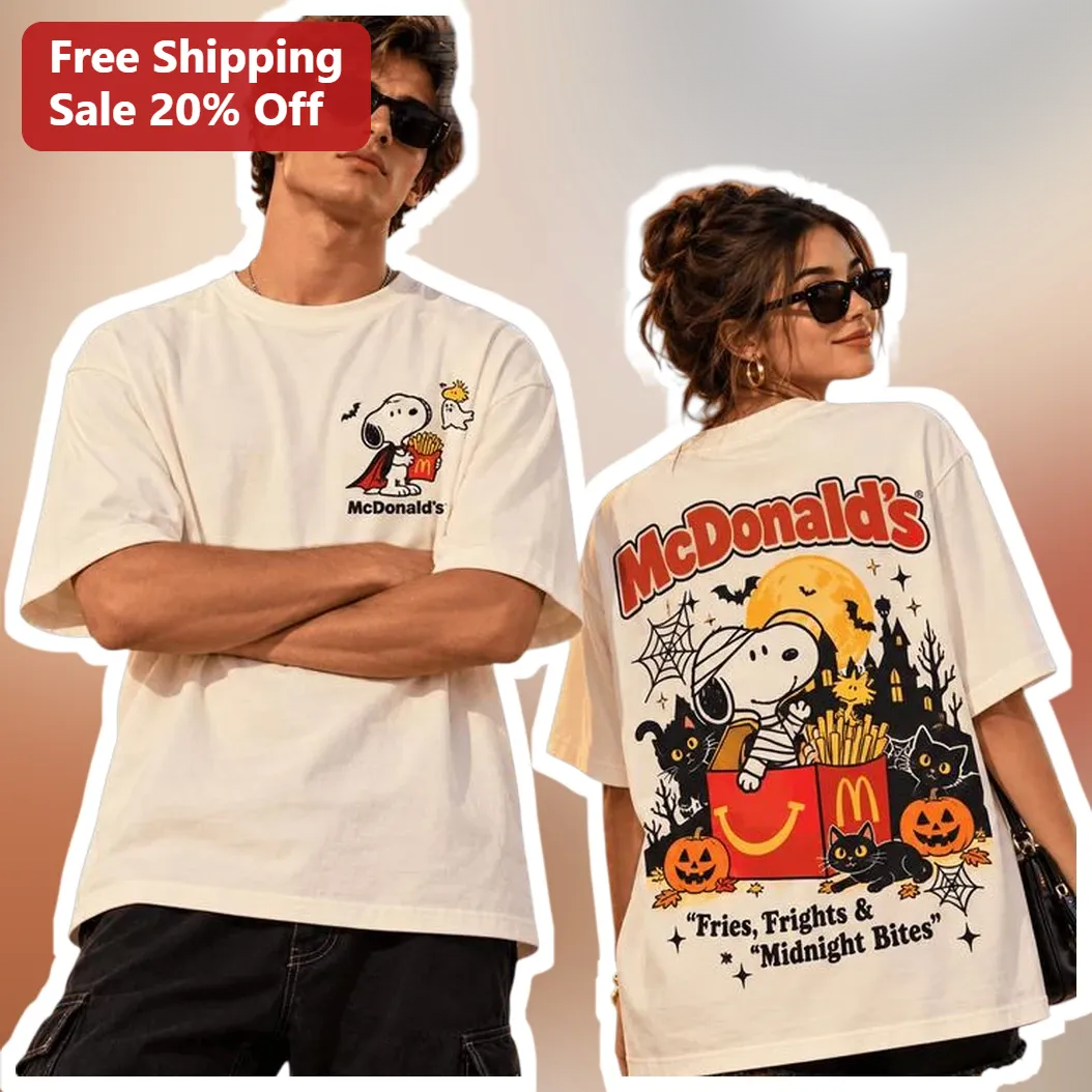 McDonald's Fries Frights Midnight Bites Snoopy Halloween Graphic Tee