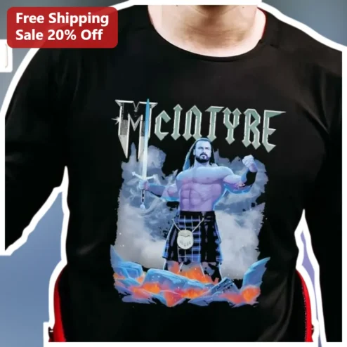 McINTYRE Drew McIntyre WWE Scottish Warrior Graphic Tee Shirt