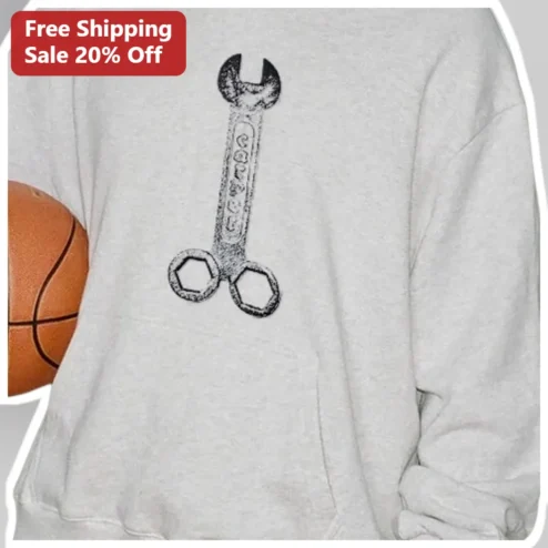 Mechanic Combination Wrench Distressed Graphic Sweatshirt for Men