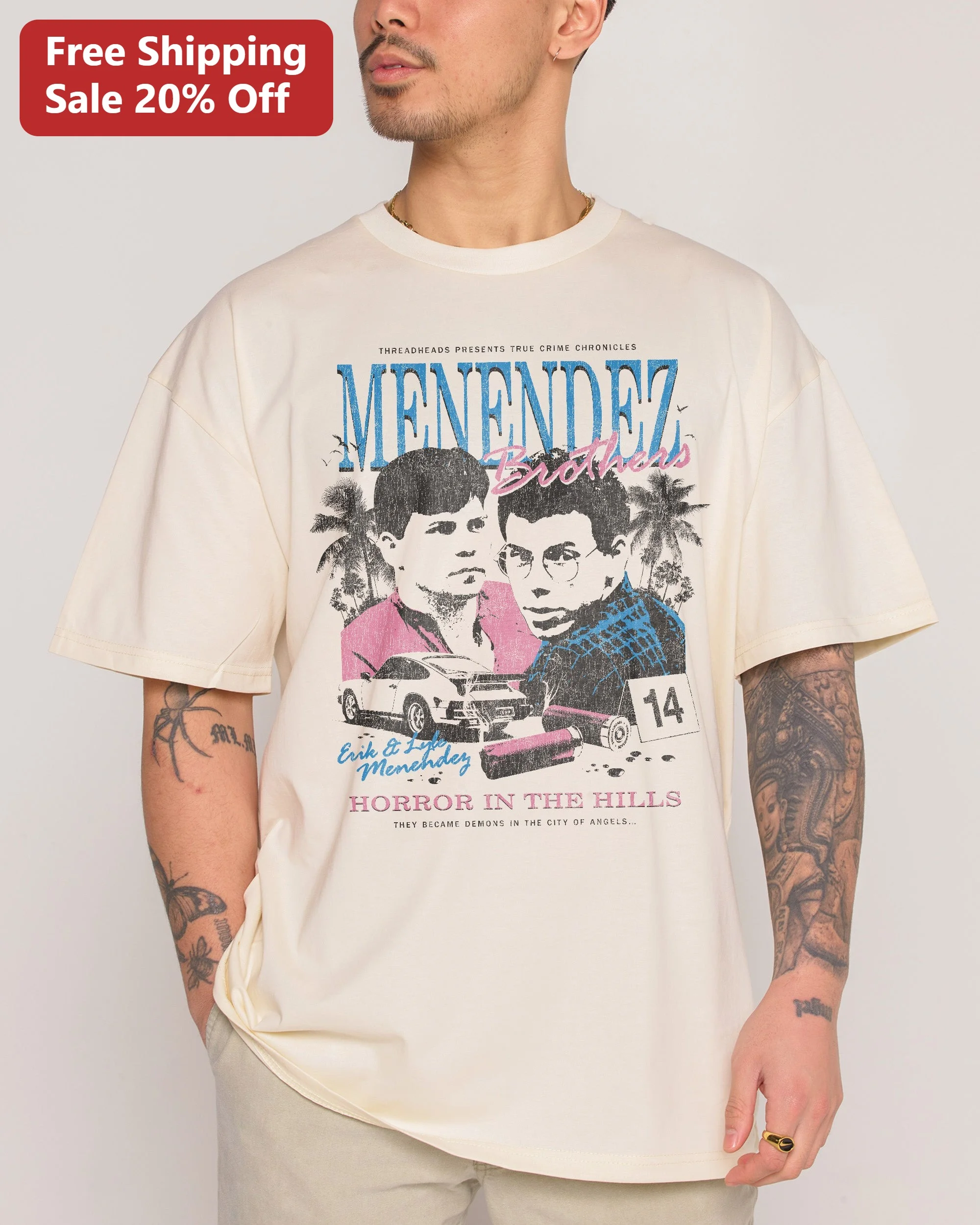 Menendez Brothers Horror In The Hills Vintage True Crime Graphic Tee
