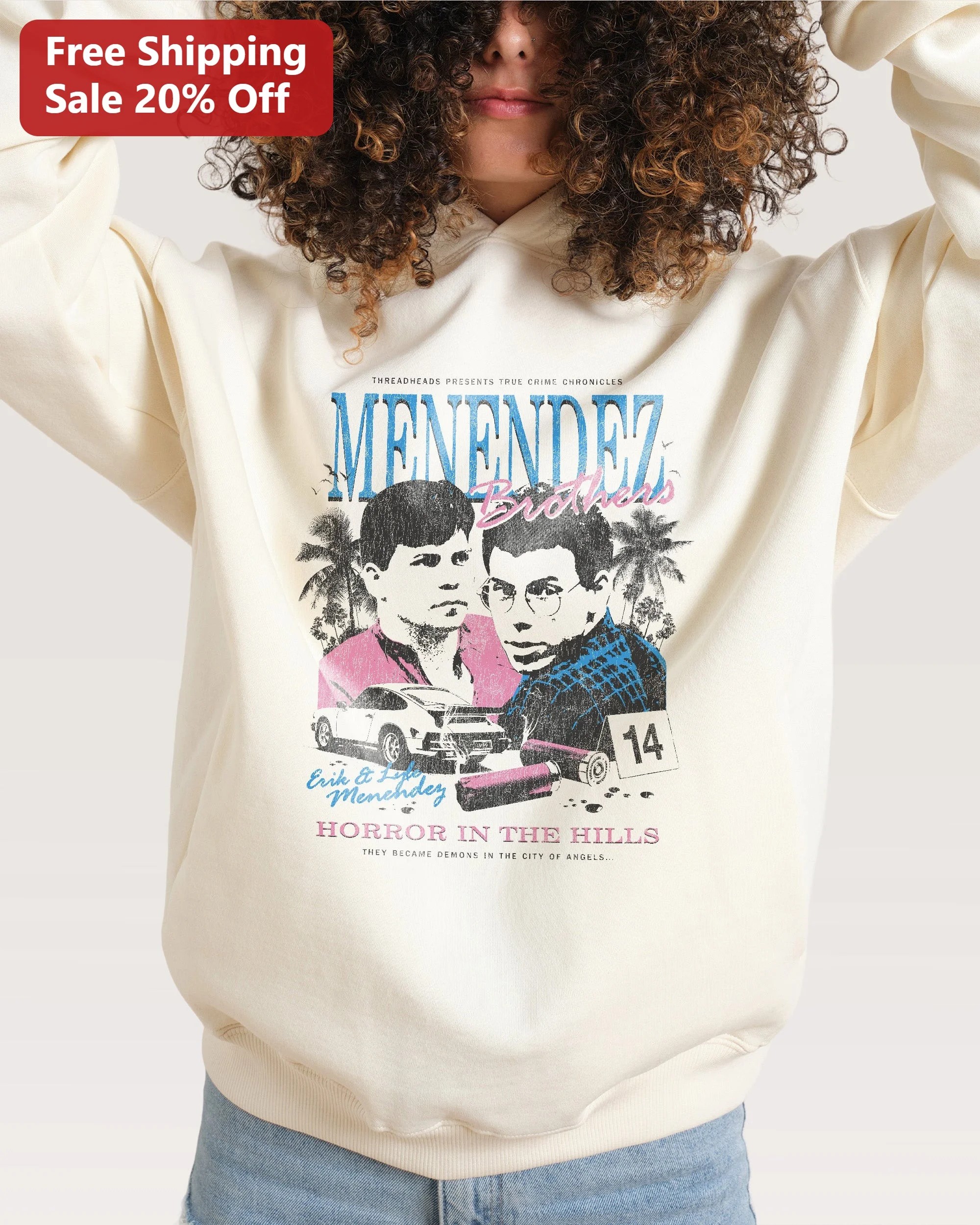 Menendez Brothers True Crime Hoodie Horror in the Hills Erik Lyle Menendez Merch