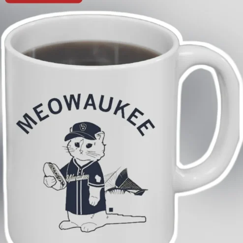 Meowaukee Mug Milwaukee Brewers Cat Baseball Fan Gift Funny Coffee Cup