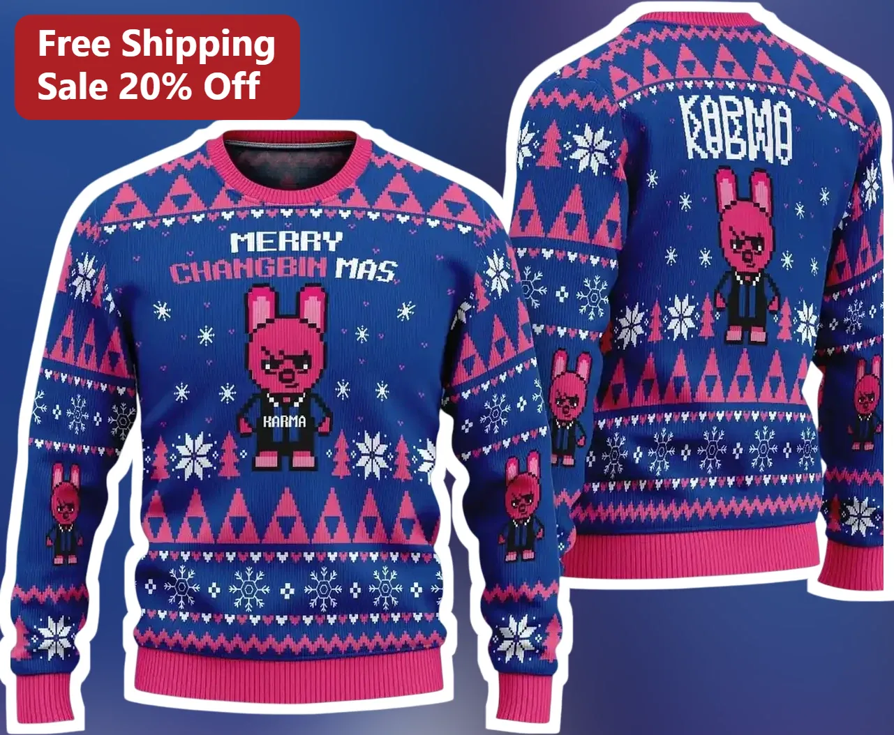 Merry Changbin Mas Sweater Stray Kids Christmas Ugly Knit Gift for Fans