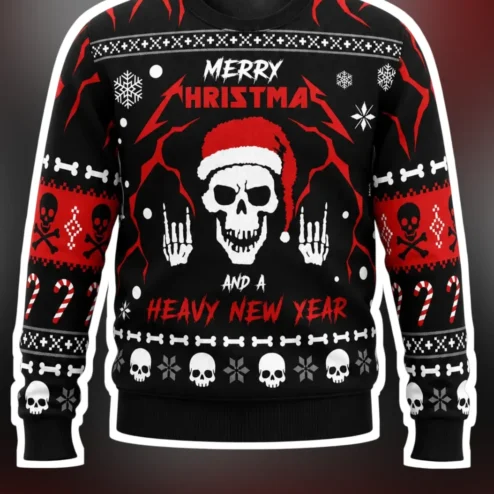 Merry Christmas and a Heavy New Year Sweatshirt Metalhead Holiday Gift for Him
