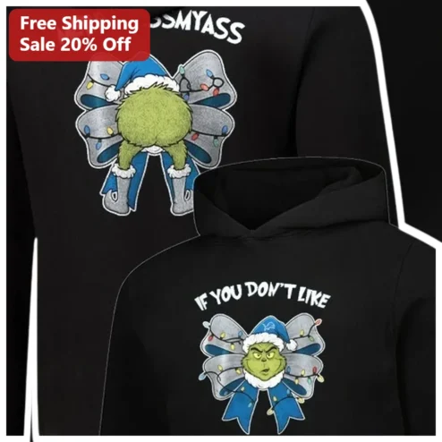 Merry Christmas My Ass The Grinch Hoodie Funny Sarcastic Anti-Christmas Holiday Gift for Adults