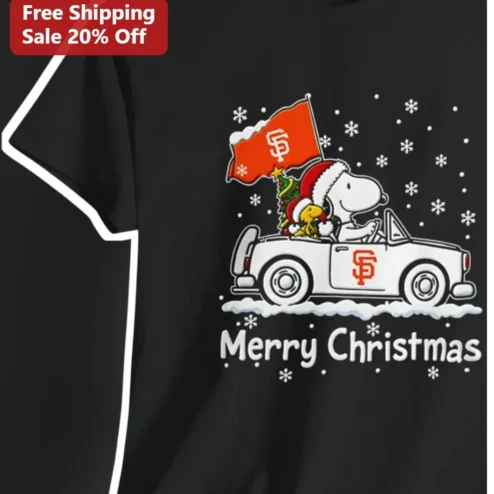 Merry Christmas Snoopy Woodstock San Francisco Giants Tee Holiday Gift