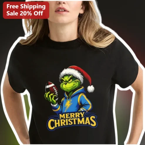 Merry Christmas The Grinch Football Fan Tee Funny Holiday Graphic Shirt Gift
