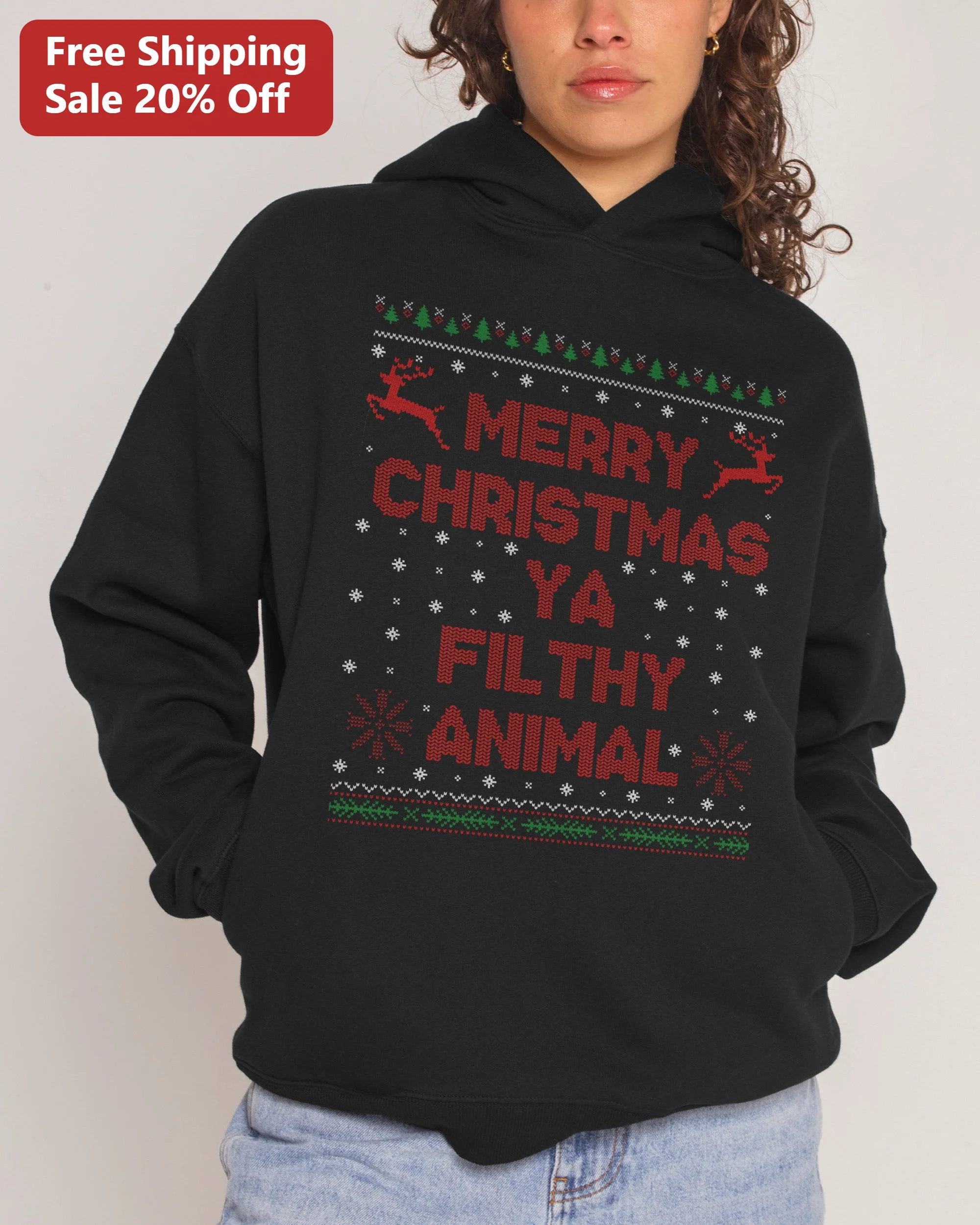 Merry Christmas Ya Filthy Animal Hoodie Funny Home Alone Quote Holiday Sweatshirt Gift