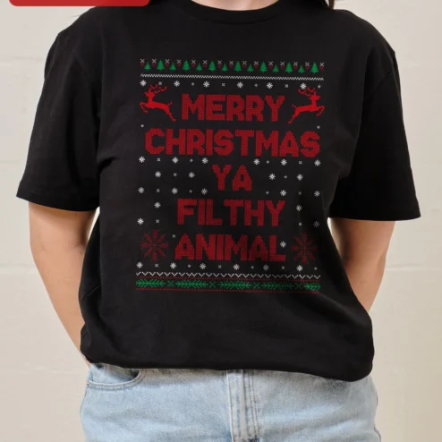 Merry Christmas Ya Filthy Animal Tee Home Alone Quote Funny Holiday Shirt