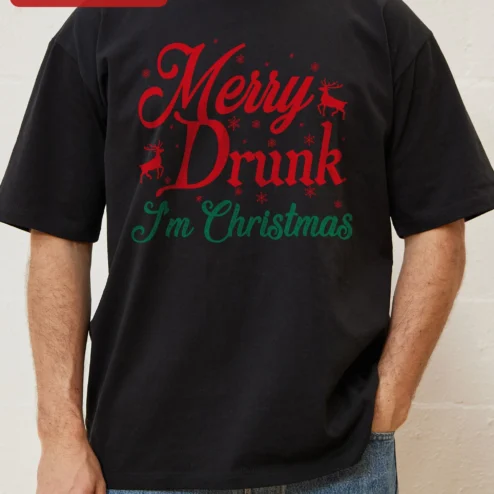 Merry Drunk I'm Christmas Tee Funny Holiday Party Shirt for Adults