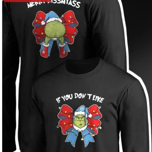 Merry Kissmyass If You Don't Like Titans Grinch Long Sleeve Tee Funny Christmas Gift for Tennessee Titans Fans