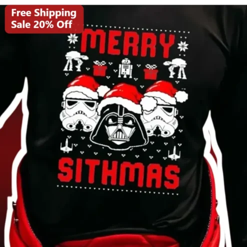 Merry Sithmas Darth Vader Ugly Christmas Sweater Long Sleeve Shirt Star Wars Holiday Gift