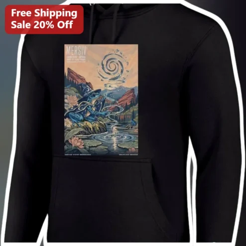 MERSIV Hoodie Frog Wizard Fantasy Art Black Pullover Sweatshirt
