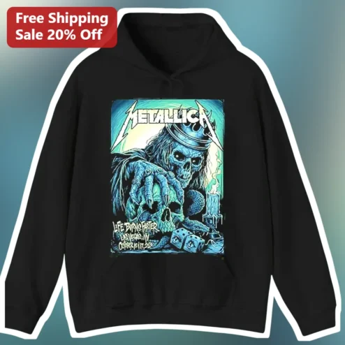 Metallica Life Burns Faster Hoodie Sphere Las Vegas Concert Merch Heavy Metal Band Apparel