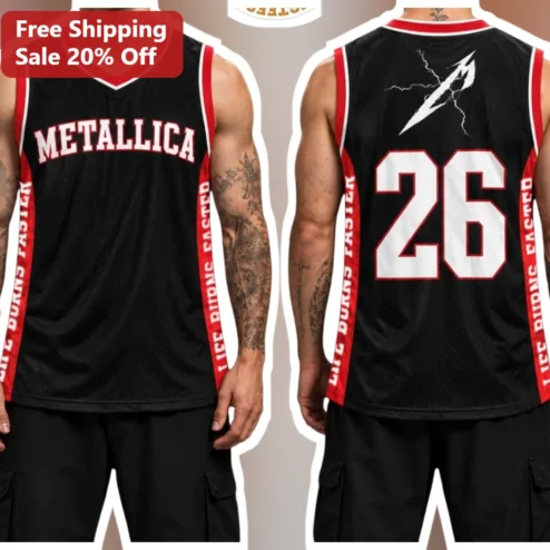 Metallica Life Burns Faster Jersey Sphere Las Vegas Residency Heavy Metal Band Merch