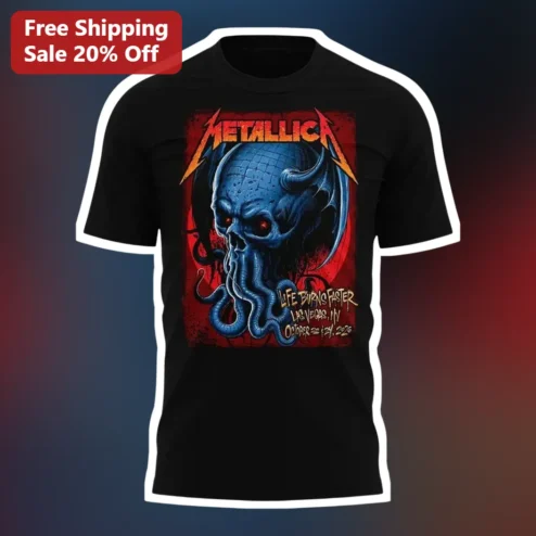 Metallica Life Burns Faster Sphere Las Vegas Residency Heavy Metal Tee