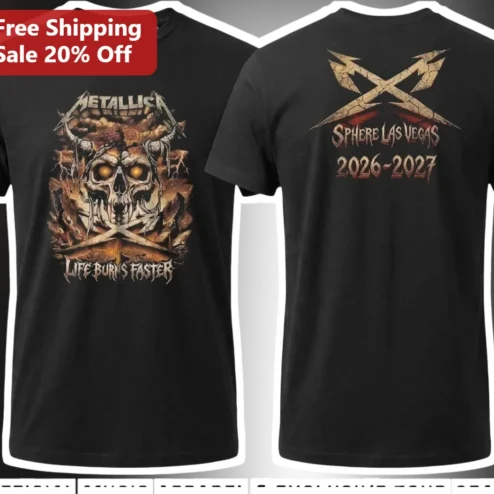 Metallica Life Burns Faster Sphere Las Vegas Residency Tee