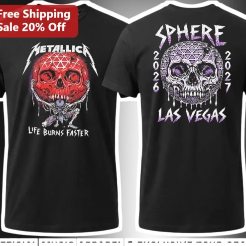 Metallica Life Burns Faster Sphere Las Vegas Tour Graphic Tee