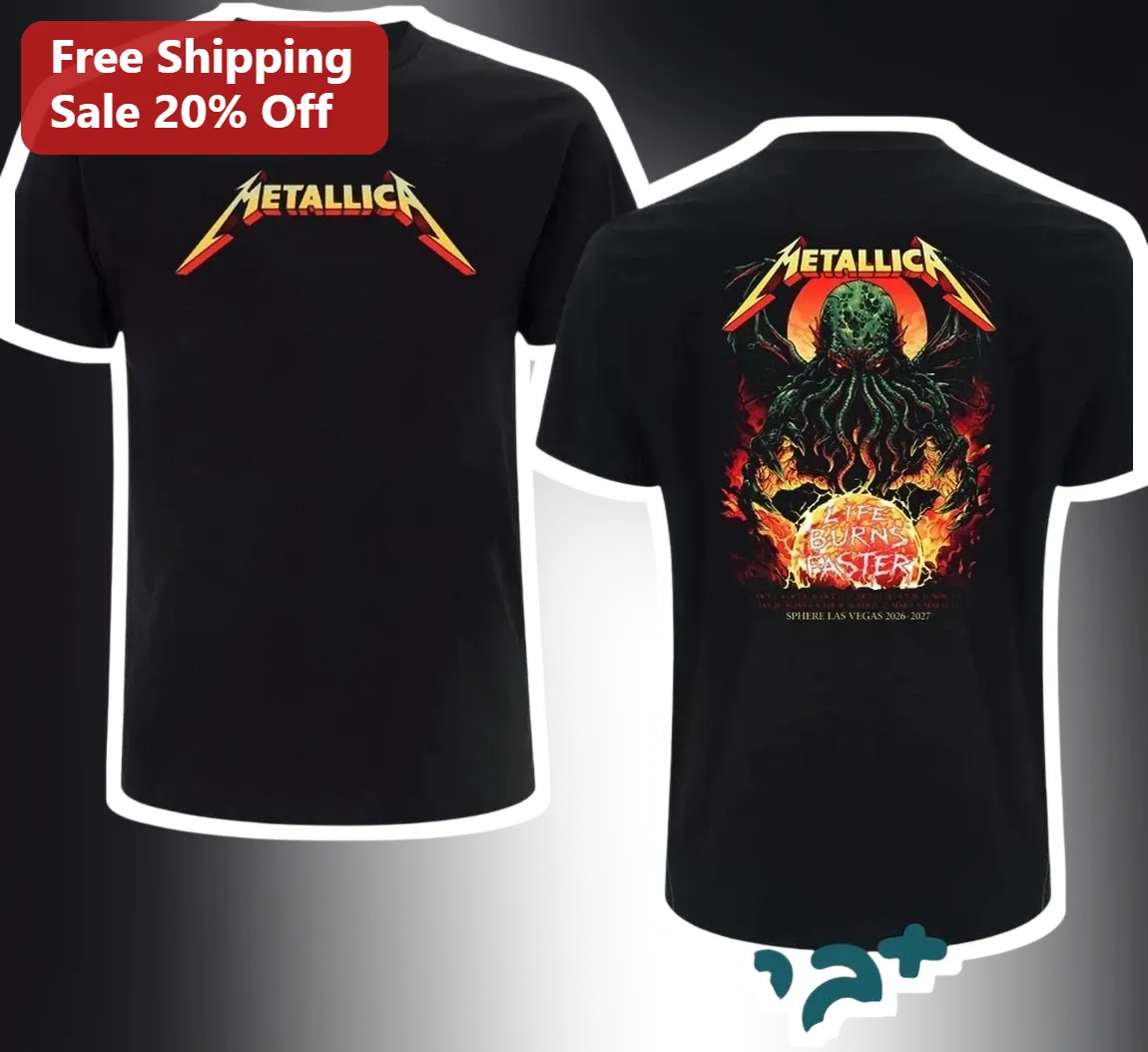 Metallica Life Burns Faster Tee Sphere Las Vegas Residency Merch Graphic T-Shirt