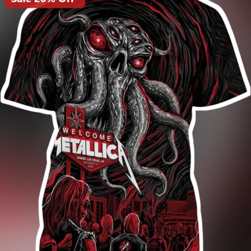 Metallica Life Burns Faster Welcome Tee Heavy Metal Band Merch Graphic T-Shirt for Fans
