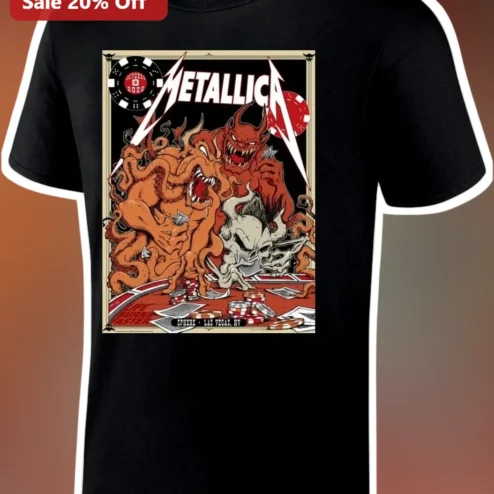 Metallica Life Is A Gamble Fantasy Poker Tee Heavy Metal Band Merch
